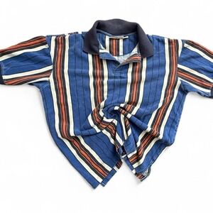 Vintage Aeropostale Polo Shirt Men's S Blue Red Stripe Y2K 90s CottonCollared
